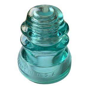 Vintage Whitall Tatum Co No. 1 Glass Insulator Aqua Made in USA